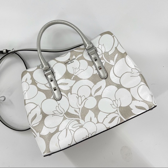 Kate Spade Evangelie Larchmont Ave Breezy Floral Leather Satchel Crossbody Bag - Picture 16 of 16